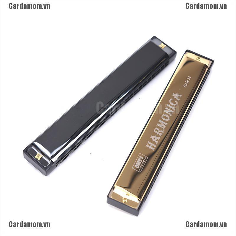 {carda} 24 Hole Key Of C Play Harmonica Tremolo Harmonica Mouth Organ Double Row Blues{LJ}