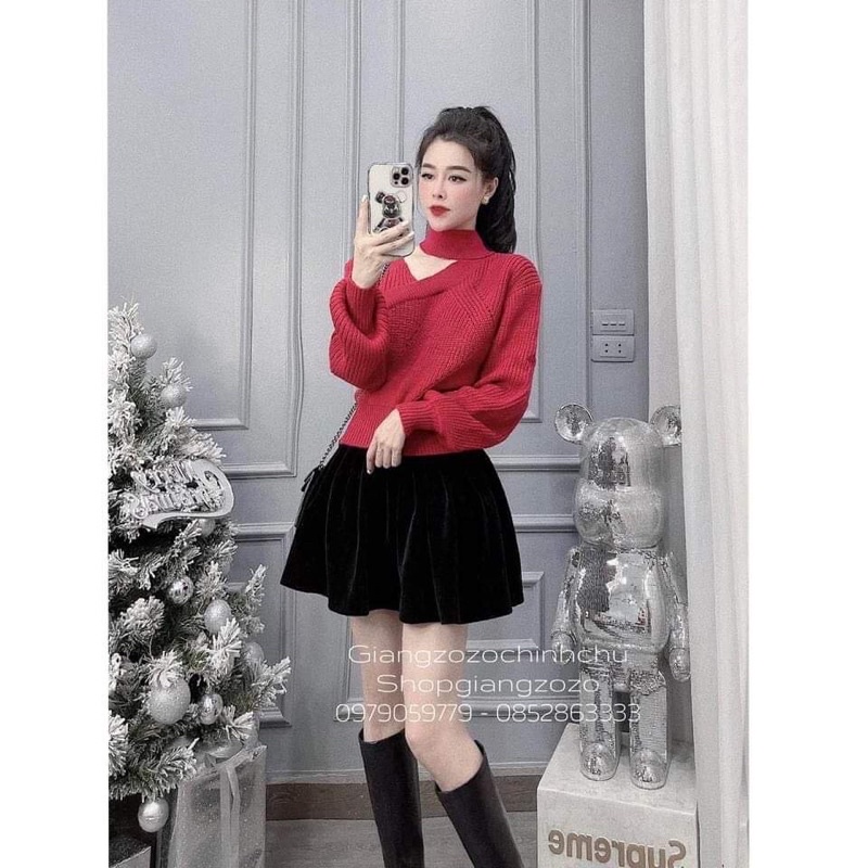 Áo len thừng cổ lệch hở vai hot hit