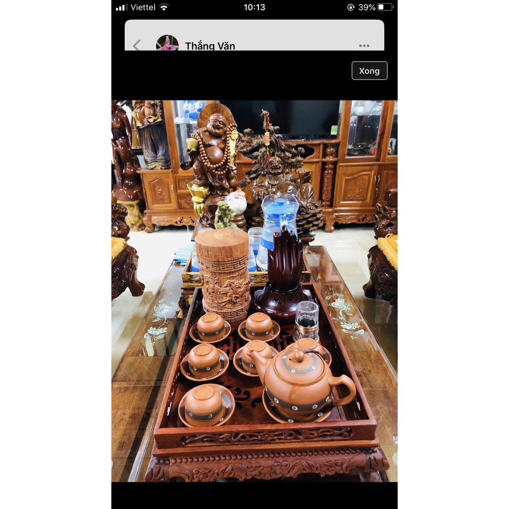 Bộ ấm trà Tử Sa Bát Tràng  HOA BAN ĐỎ hoa văn sang trọng , tinh tế