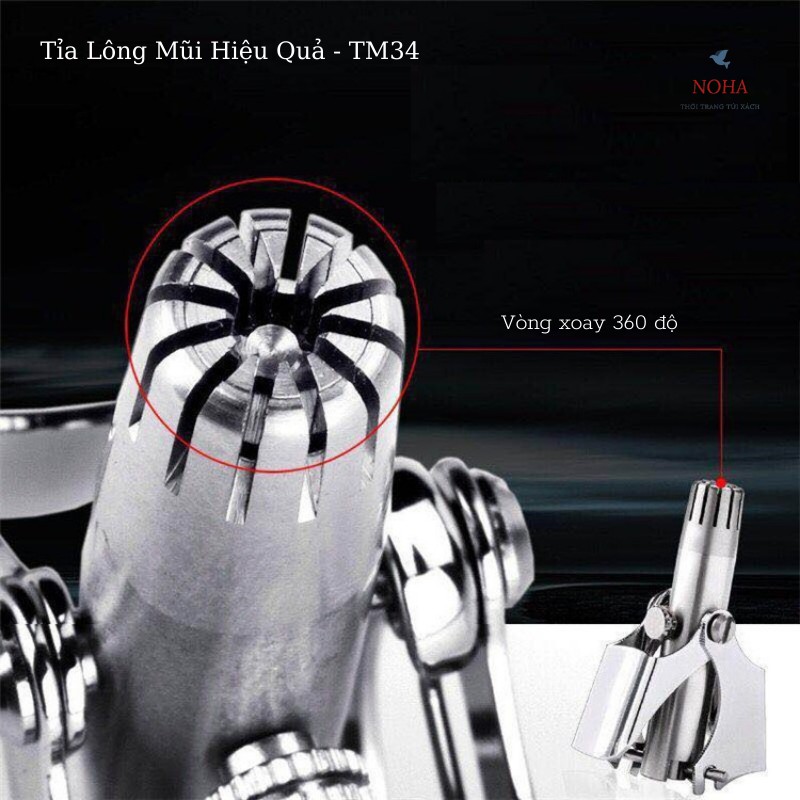 Dụng cụ cắt tỉa lông mũi bằng thép không gỉ cao cấp, máy tỉa lông mũi an toàn tiện lợi TM34