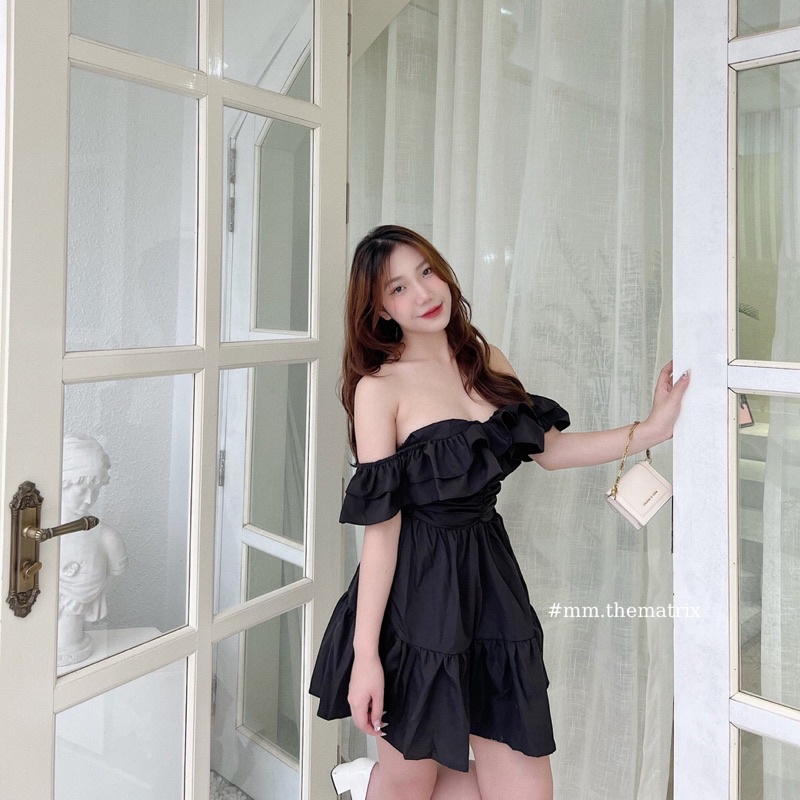 Váy trễ vai nhun eo (ảnh thật tự chụp)