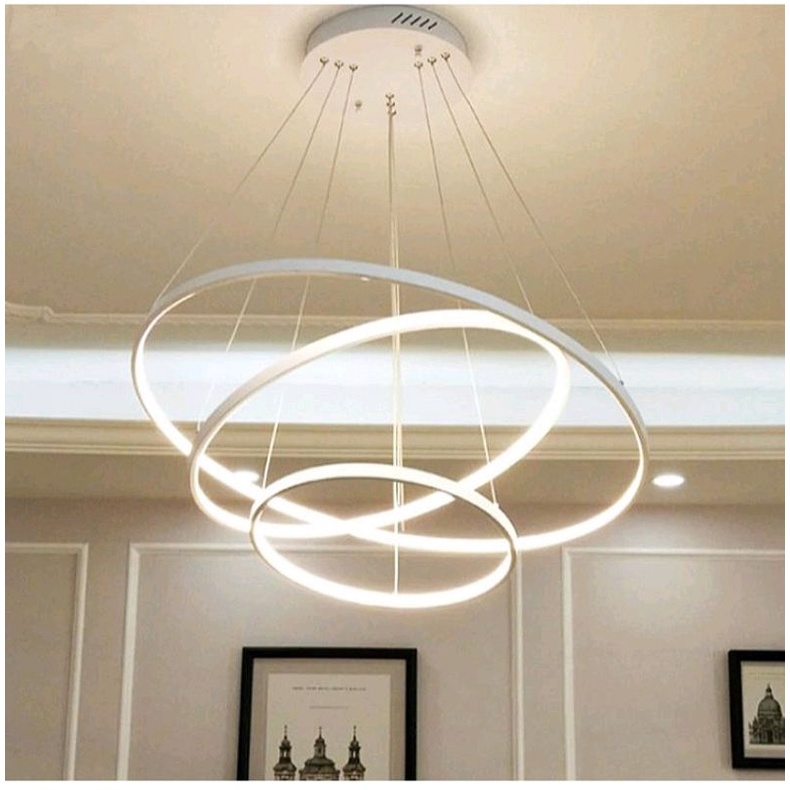 Đèn thả led 3 vòng trang trí phòng khách  40-60-80cm