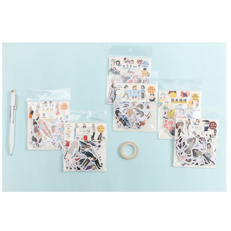 40 Miếng dán washi hình người dùng trang trí sổ tay