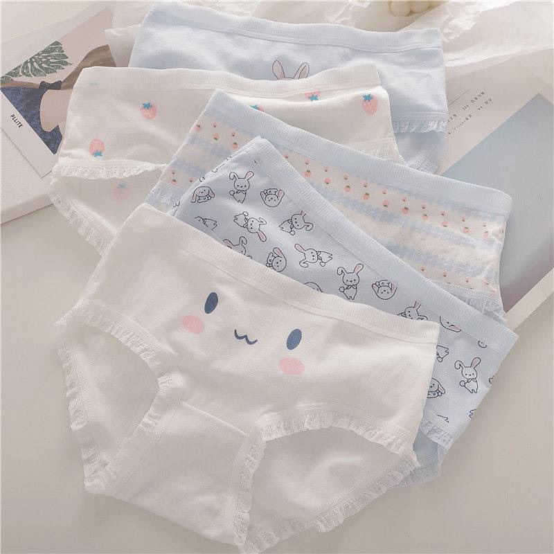 Quần Lót Nữ Cotton Tông Xanh Hình Thỏ Xanh Đáng Yêu 8014