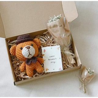 Gấu đội mũ móc len handmade