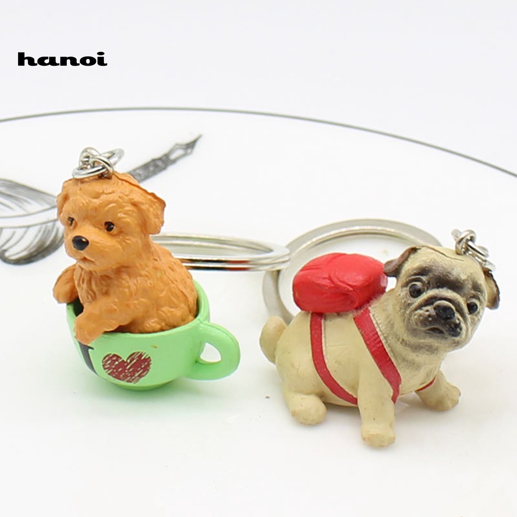 Móc gắn chìa khóa hình chú chó con bằng nhựa resin đáng yêu