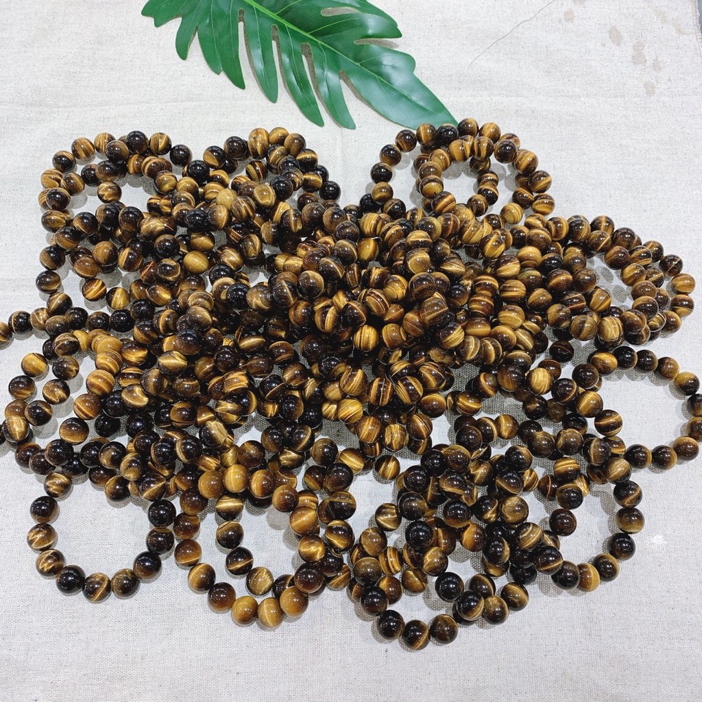 Vòng Tay Đá Mắt Hổ Vàng Nâu Chuẩn 4A Đủ Size 6mm-18mm