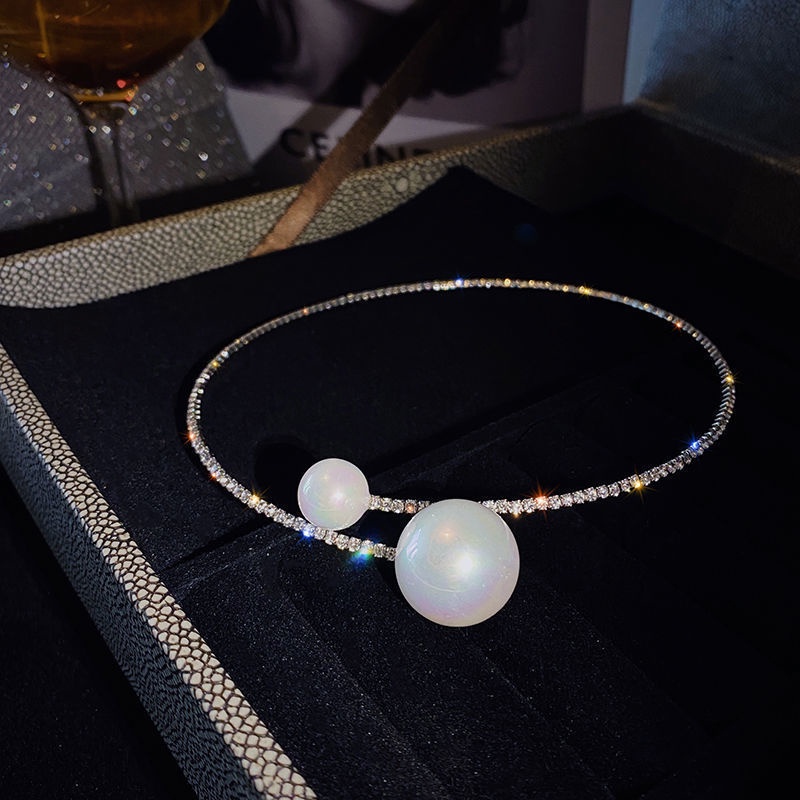 Dây chuyền choker phối hạt ngọc trai phong cách hàn quốc cho nữ OUYOU