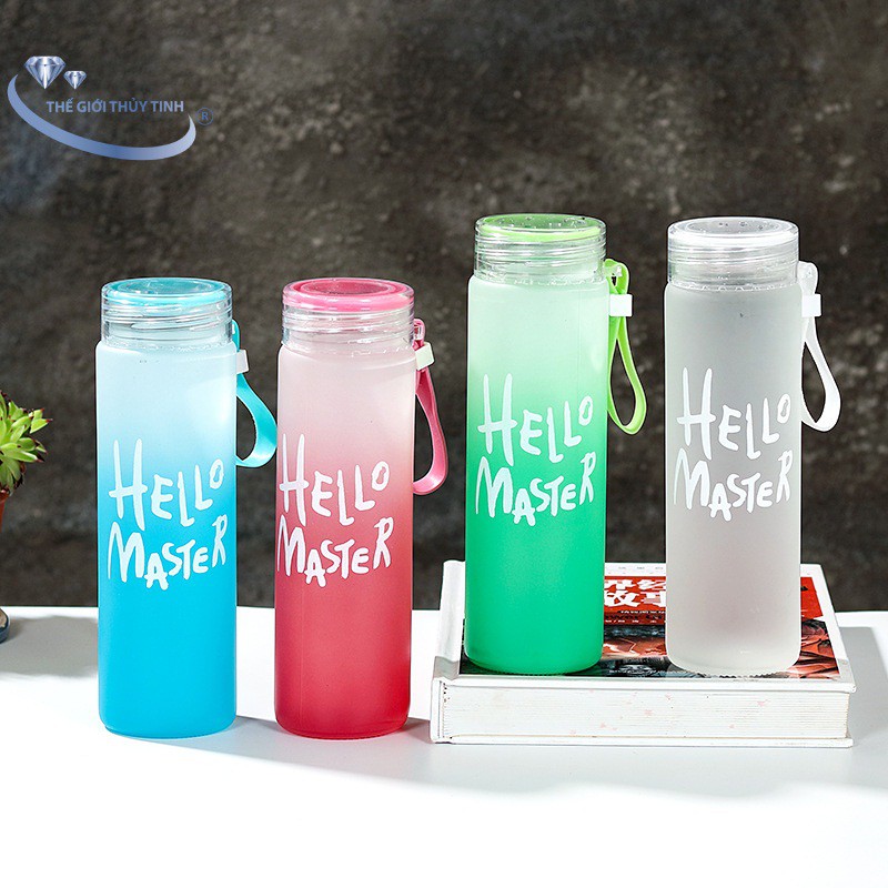 FREESHIP TOÀN QUỐC 50K - Bình Thủy Tinh Dây Xách Hello Master 480ML