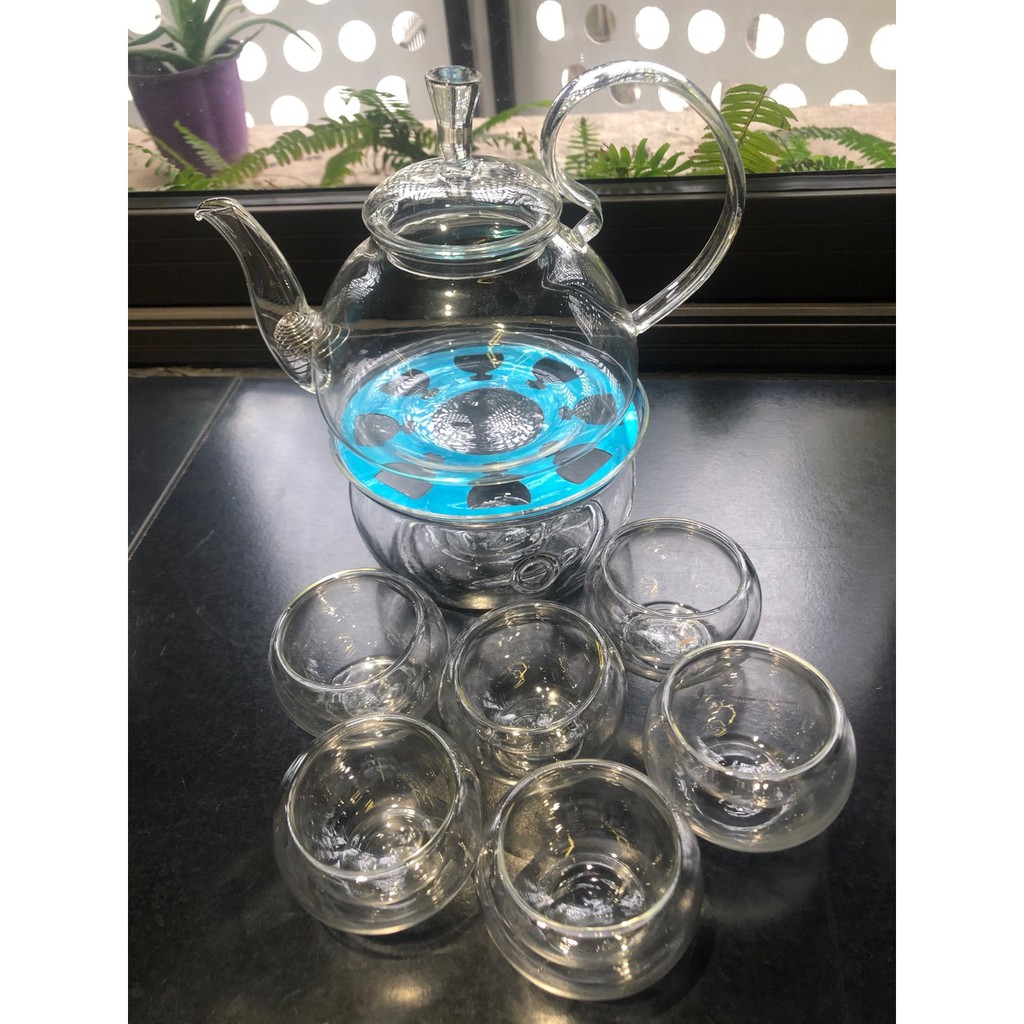 Bộ Ấm Trà Thủy Tinh Tặng Bộ Tách Trà Thuỷ Tinh Cao Cấp 600ml Lõi Lọc bộ trà thuỷ tinh có đế nến | BigBuy360 - bigbuy360.vn