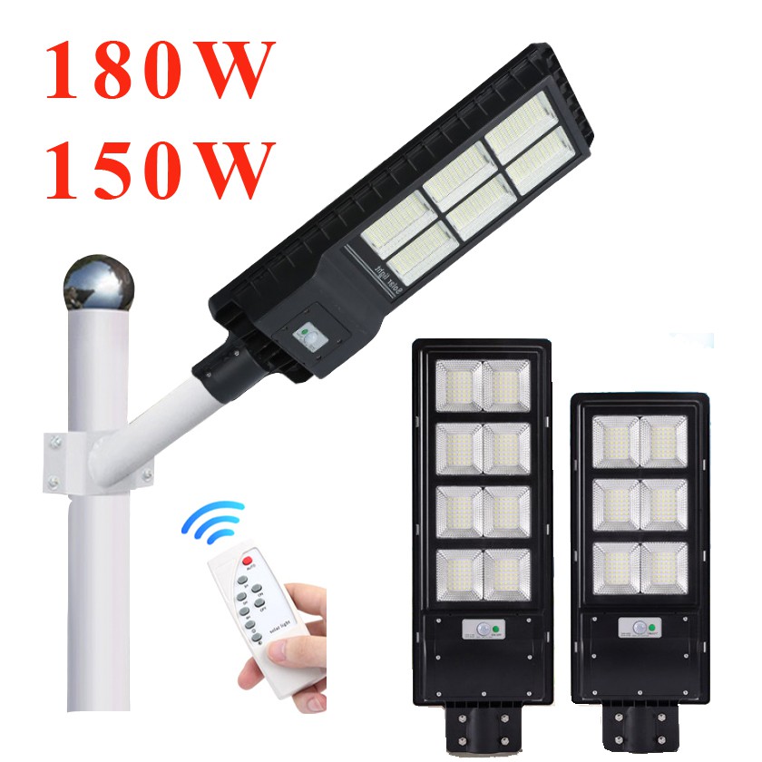 Đèn năng lượng mặt trời 180w đèn Năng lượng mặt trời 150W có remote và tay đèn