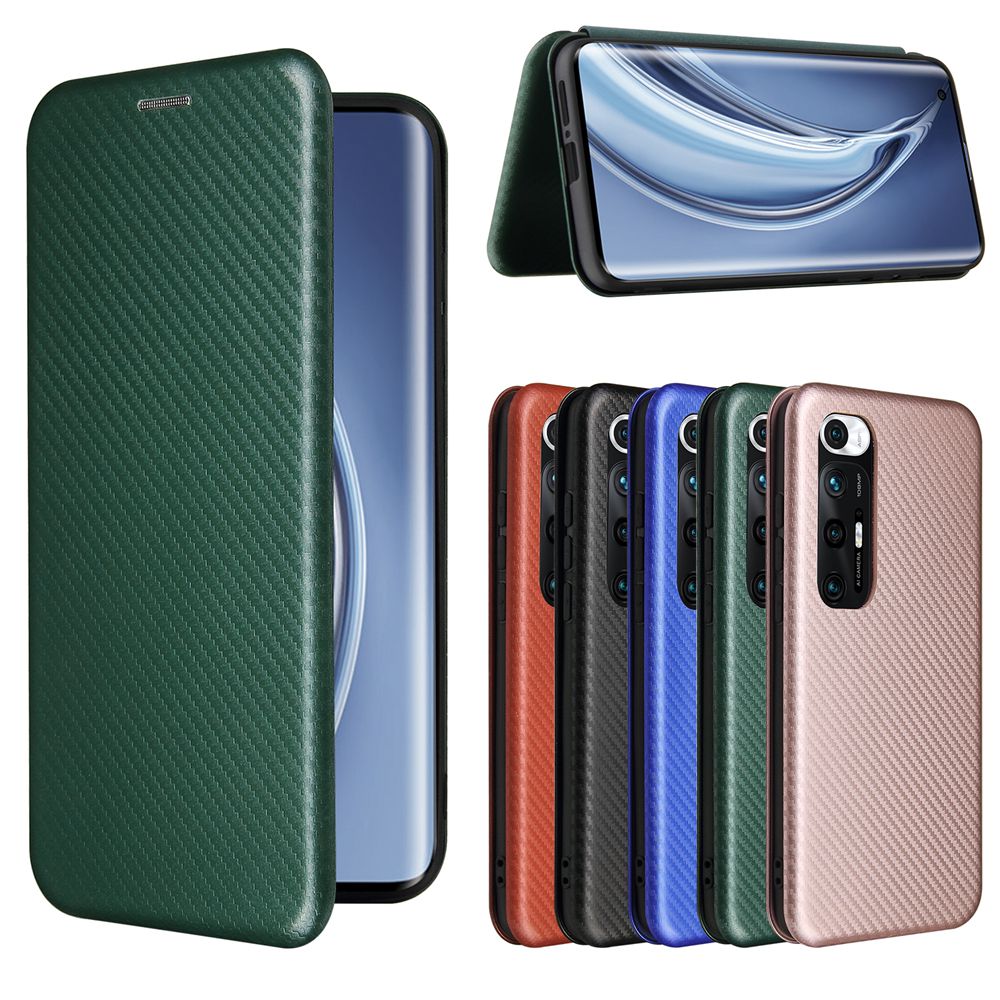 Vỏ da PU bằng sợi Carbon sang trọng Xiaomi Mi 10S Vỏ lật từ tính Xiomi Mi10S Ví đựng thẻ đứng