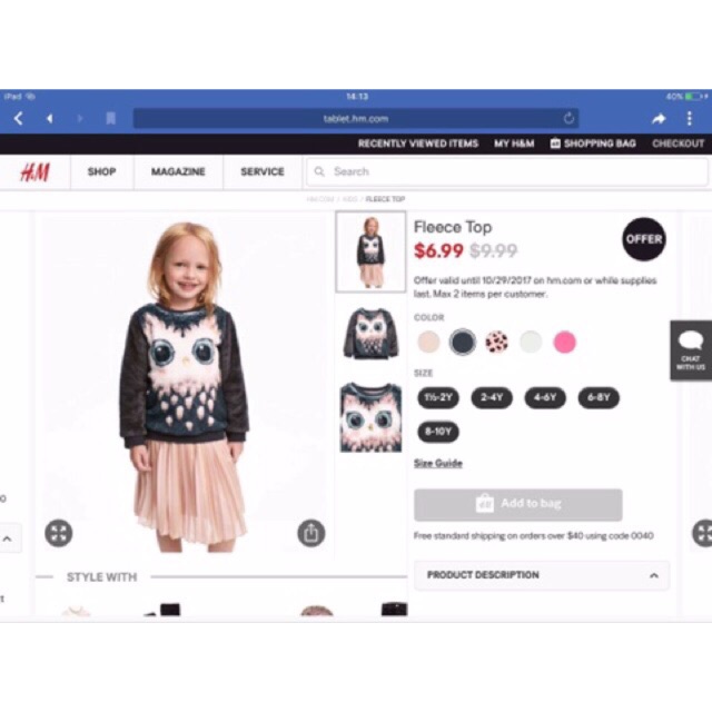 Áo H&M cho bé gái