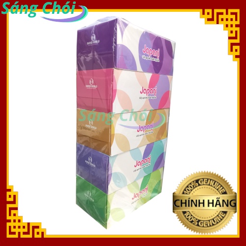 1 Lốc [5 Hộp x 180 Tờ x 13 gsm] Khăn Giấy Sạch Hộp Japani Silk180 2 Lớp 190 x 200mm - Tissue Paper - Paper World JPS180