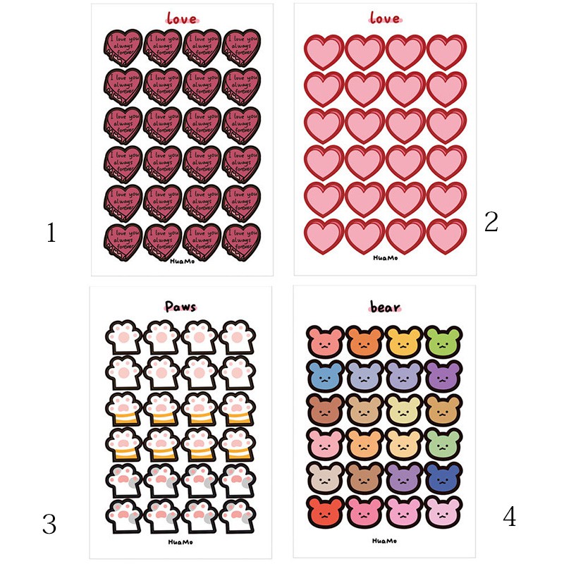 1 miếng dán trang trí hình thỏ/ gấu/ trái tim đáng yêu