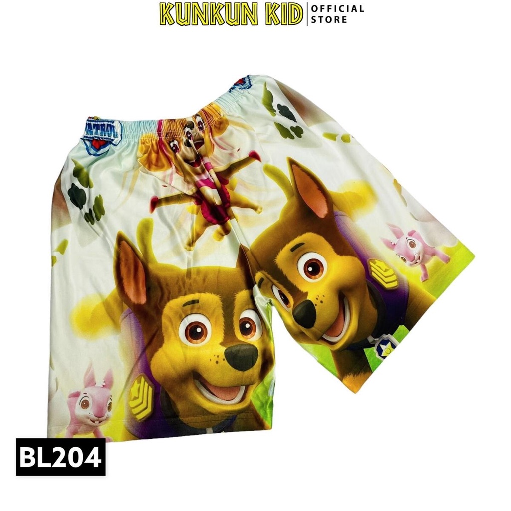 Đồ bộ thun lạnh ba lỗ in 3d cho bé trai hình chó anh hùng size đại từ 10kg-40kg KunKun Kid BL204