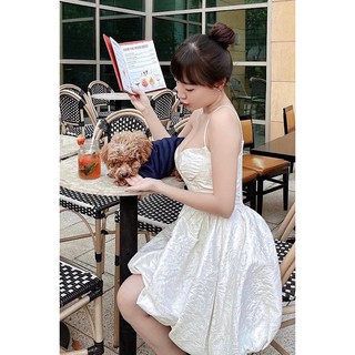 JUBIN STUDIO | Đầm 2 Dây Form Corset Xòe Phồng Màu Trắng (Hallie Dress)