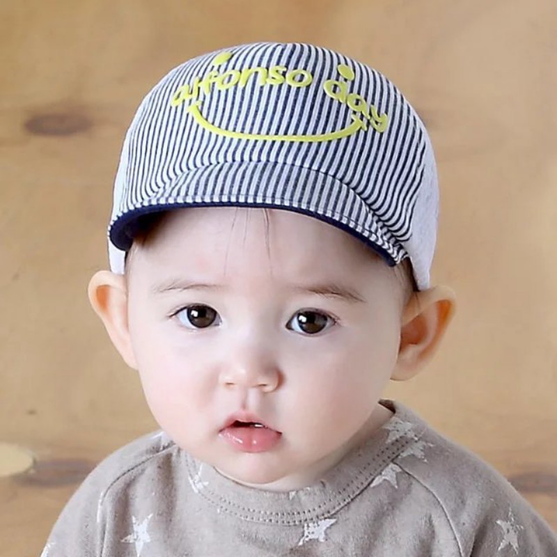 Mũ lưỡi trai vải kẻ sọc xinh xắn đáng yêu cho bé