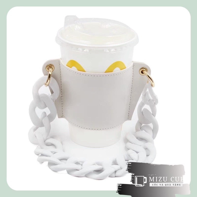 Túi da đựng ly trà / cà phê chống bỏng cá tính | cupholder