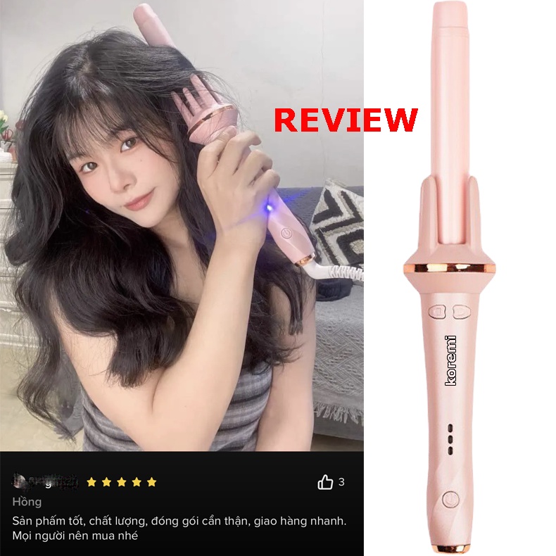 Máy uốn tóc xoăn tự động cao cấp phủ gốm sứ tourmaline bảo vệ tóc, uốn tự động xoăn lọn hàn quốc Koremi