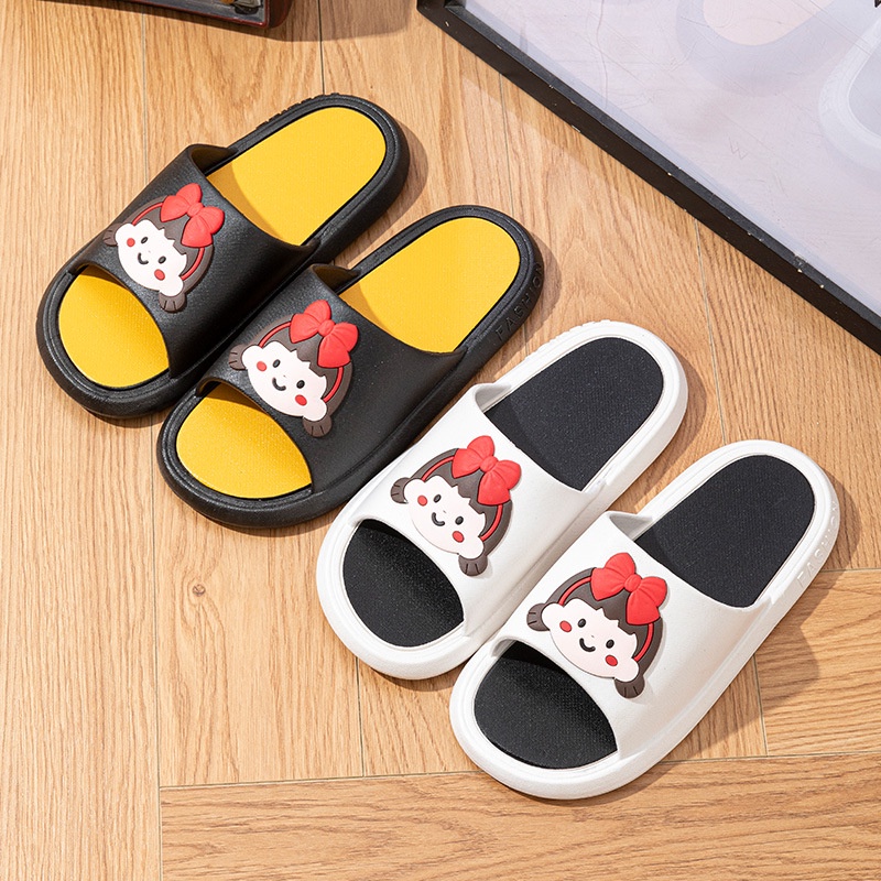 Dép quai ngang nam nữ unisex quai ngang hình cô gái dễ thương Fashion phong cách Hàn Quốc A102 Warm&Cute