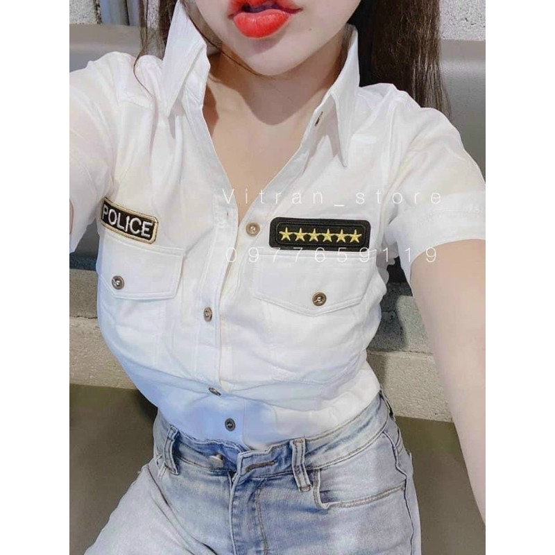 Áo sơ mi túi hộp logo mẫu mới cực xinh kèm ảnh thật shop chụp