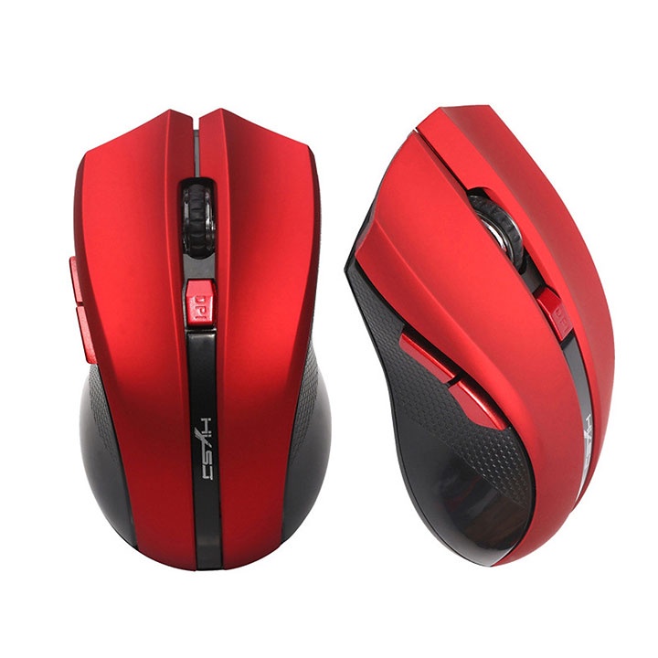 Chuột không dây HXSJ X50 Red/Black có nút trợ năng, điều chỉnh 2400DPI chuyên dùng chơi game, máy tính, laptop, tivi