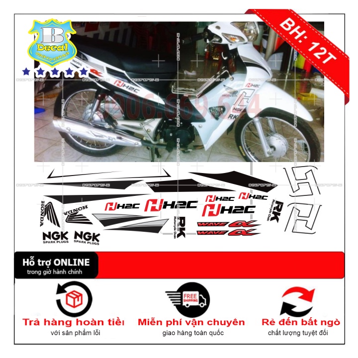 ( Quí khách vui lòng mang ra tiệm cho thợ dán ) Tem wave 2016 H2C trắng