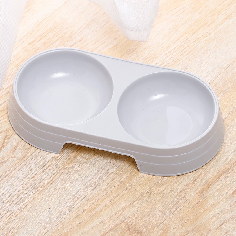 Tô Nhựa Đựng Thức Ăn Nước Uống Hai Ngăn Chống Trượt Cho Chó Mèo