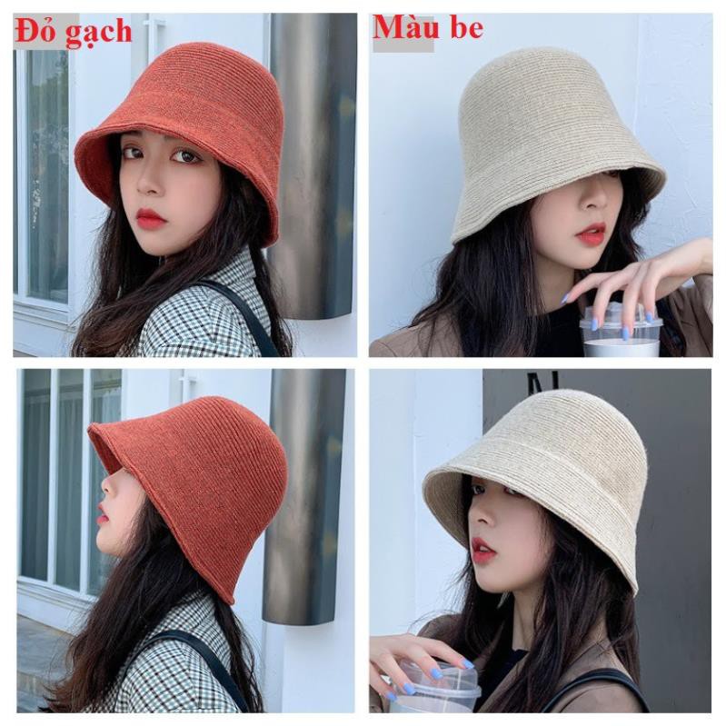 Mũ len bucket dệt kim phong cách Hàn Quốc Đẹp !