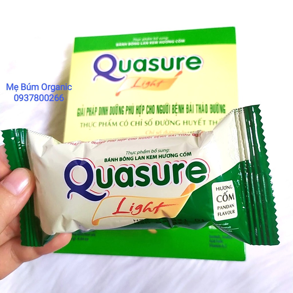 Bánh Bông Lan Quasure Light Hương Cốm Bibica - Thực phẩm dành cho người ăn kiêng, tiểu đường 126g