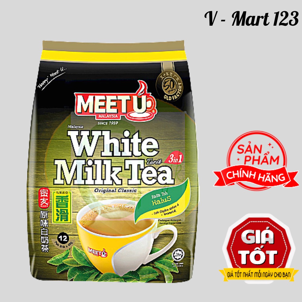 Trà Sữa Tự Pha  Malaysia  Meet U White Milk Tea 3 in 1 Túi 480g (12 túi )