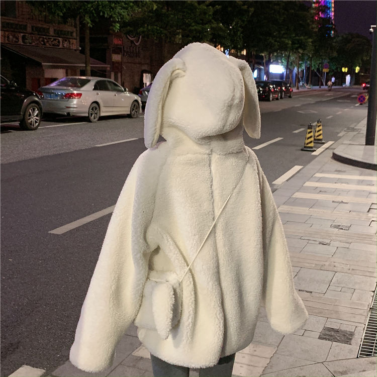 Áo Hoodie Dài Tay Giả Lông Cừu Phong Cách Trẻ Trung Dành Cho Nữ