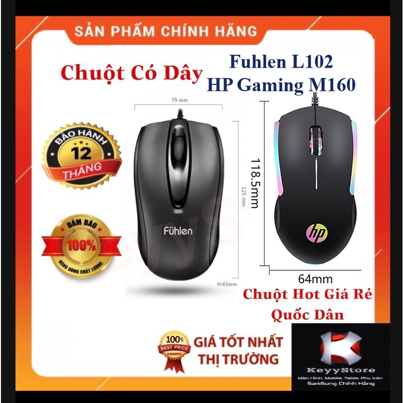 ❤KeyyStore❤ Chuột Có Dây FuHLen L102 - HP M160 Gaming hàng chính hãng Siêu Bền Bảo Hành 1 năm  ❤Chuột Quốc Dân❤