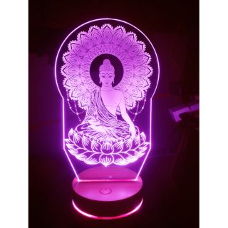 Đèn trang trí bàn làm việc hoặc nơi thờ cúng tâm linh. Hình phật adida tọa thiền trên hoa sen. Với hào quang cực đẹp
