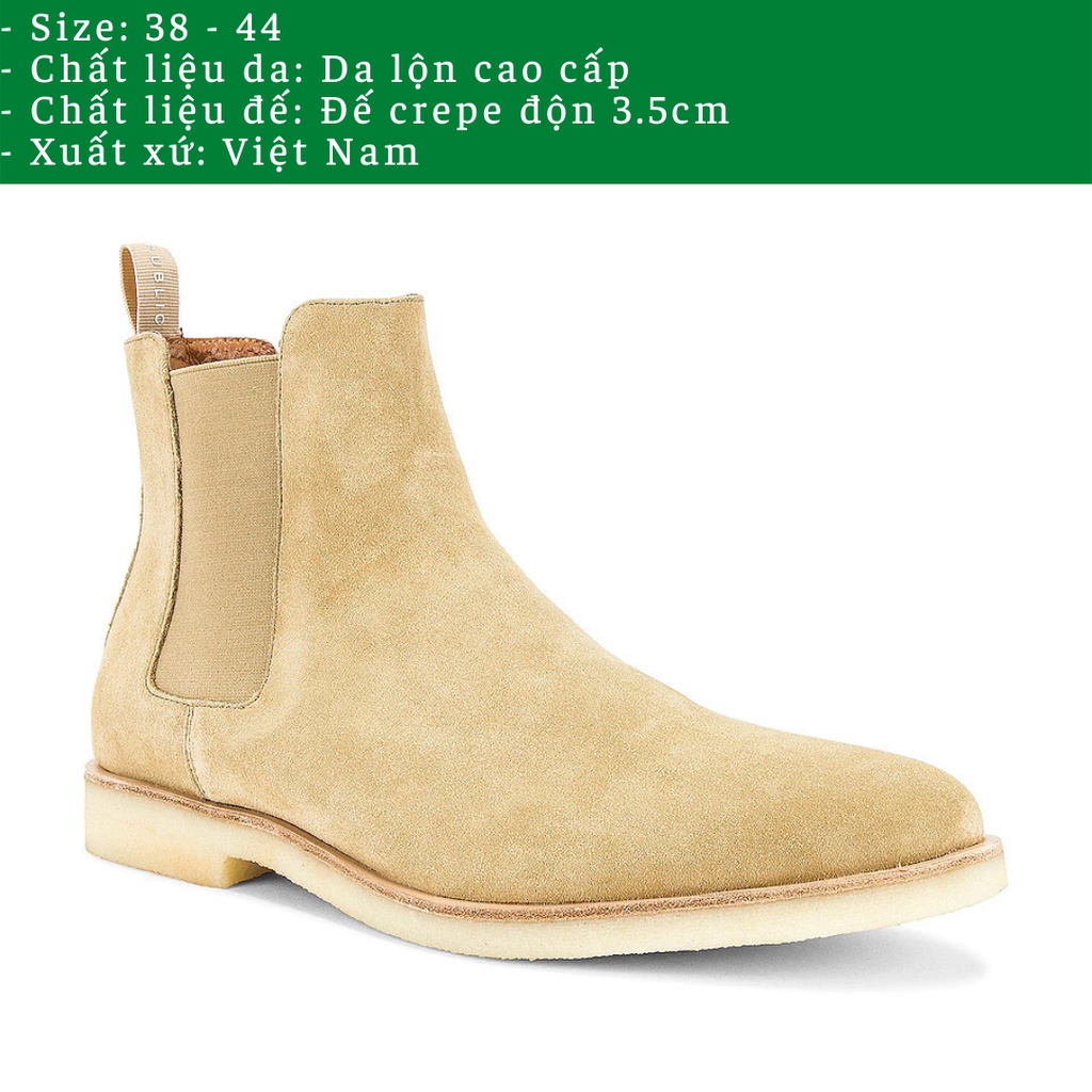 Giầy nam Chelsea boot thời trang nam chất liệu da lộn màu tan