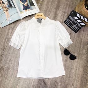 Áo sơ mi công sở, áo sơ mi nữ tay cổ ren, SƠ MI NỮ