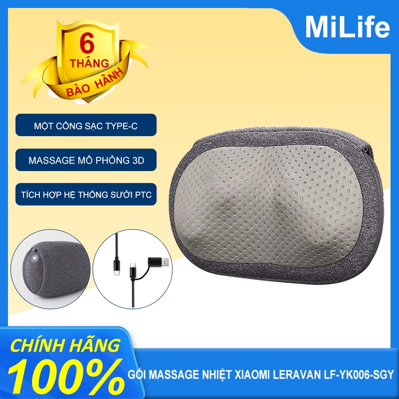 Gối massage nhiệt không dây Leravan LF-YK006-hàng chính hãng xiaomi