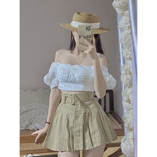 Set áo crotop kèm váy xoè