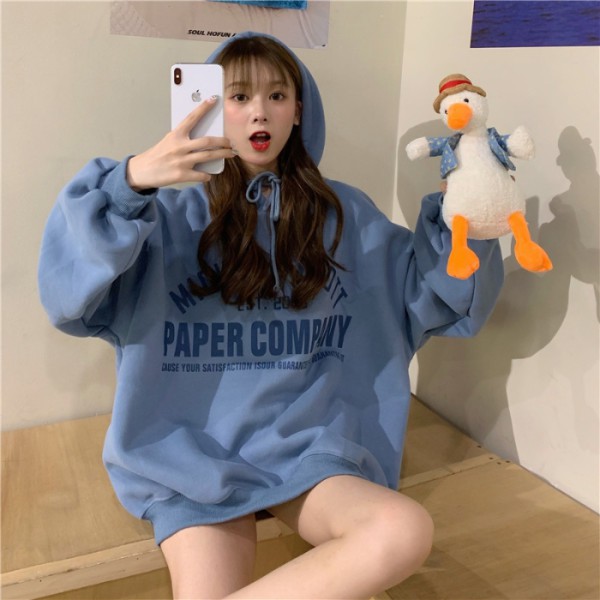 Áo hoodie dài tay phong cách Hàn Quốc năng động trẻ trung dành cho nữ