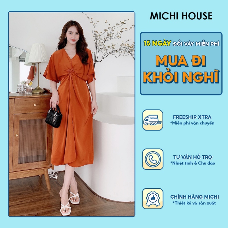 Đầm Dự Tiệc Bigsize Dáng Suông Dài MICHI House Váy Lụa Xuông Đi Tiệc Sang Trọng Phom Rộng Che Bầu Khuyết Điểm Tốt V399