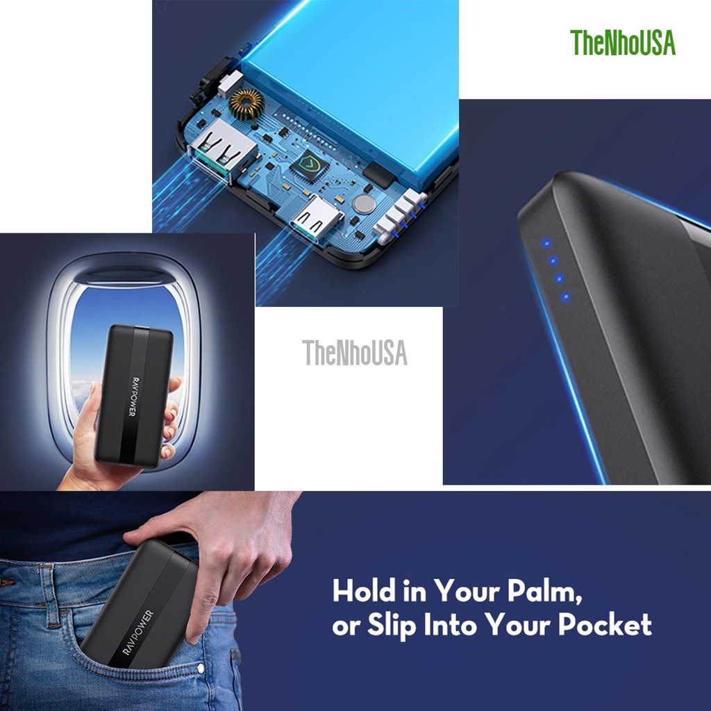 Pin sạc nhanh RAVPower 10.000mAh - RP - PB236 - 20W  - BH