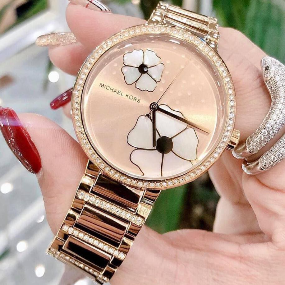 (Sale) Sale Đồng Hồ Michael Kors Nữ họa tiết hoa MK3861  (chát chọn màu) (có hình thật)