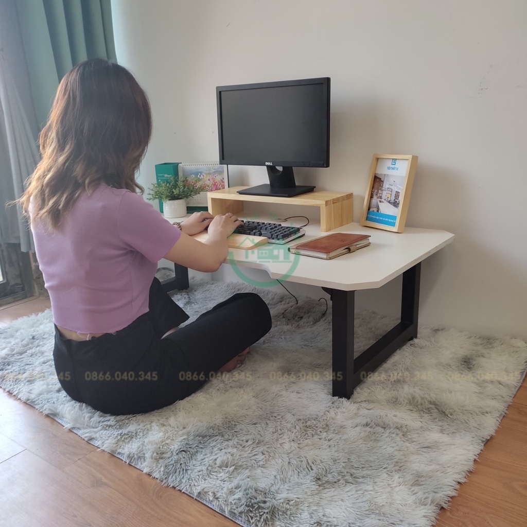 Bàn làm việc gaming gấp gọn học tập ngồi bệt, Bàn gaming gấp thấp kích thước lớn chân sắt chữ U phủ sơn tĩnh điện