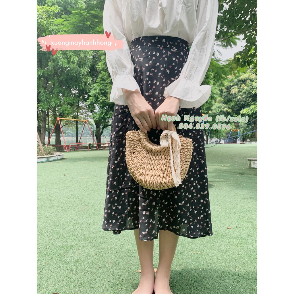 Giá sỉ Chân váy hoa vintage chiffon Ulzzang hai lớp dáng dài