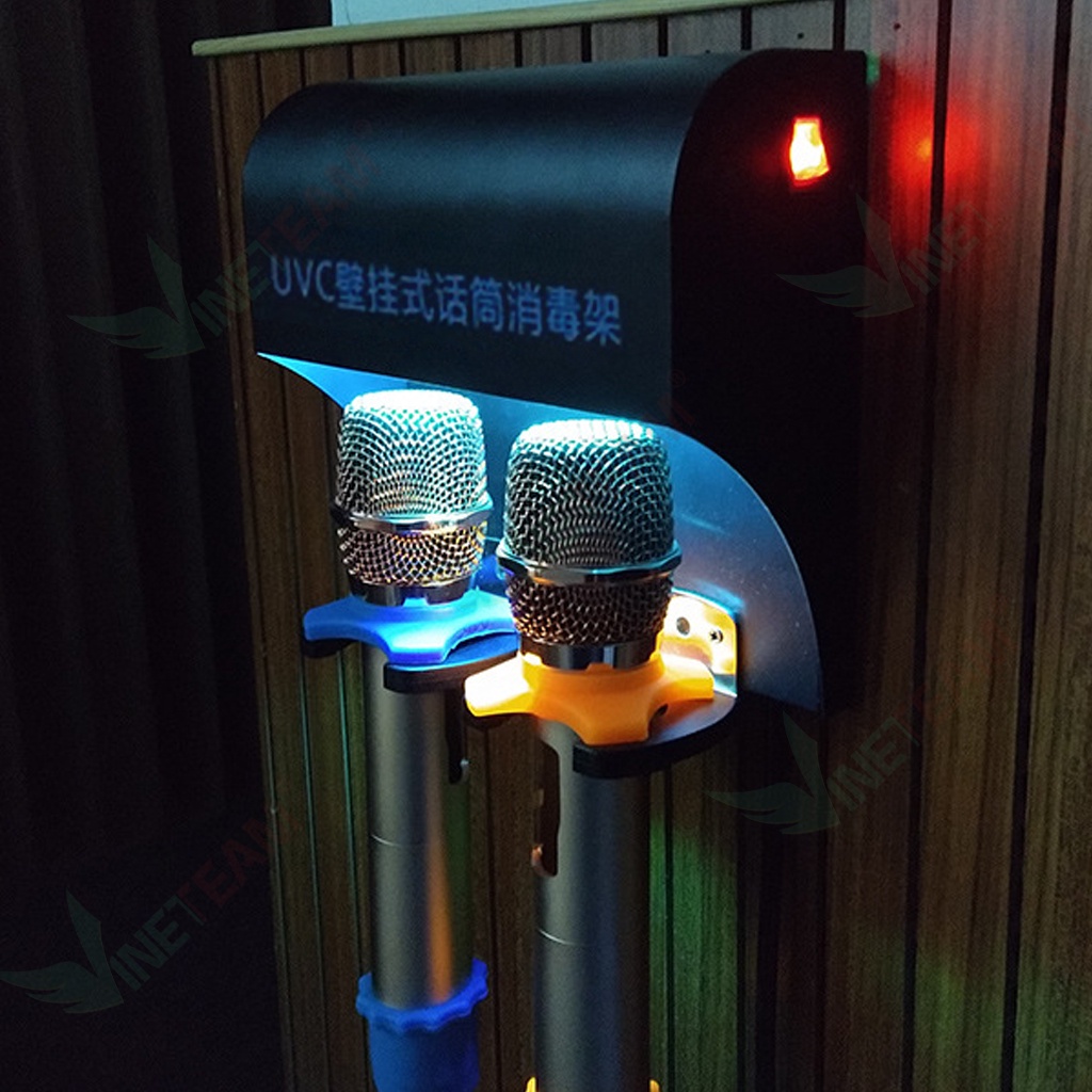 Máy tiệt trùng micrô bằng tia cực tím UVC treo tường kiêm giá đỡ micro karaoke -dc4695