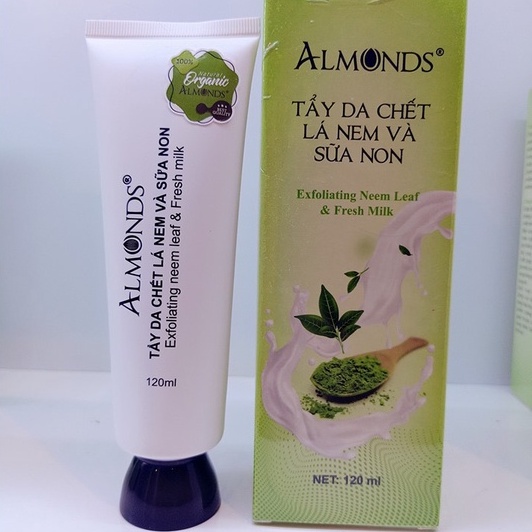 Tẩy da chết lá Neem và sữa non ALMONDS Dịu nhẹ cho mặt 120gr