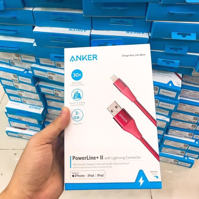 Cáp lightning ANKER POWERLINE + II dài 0,9 cm