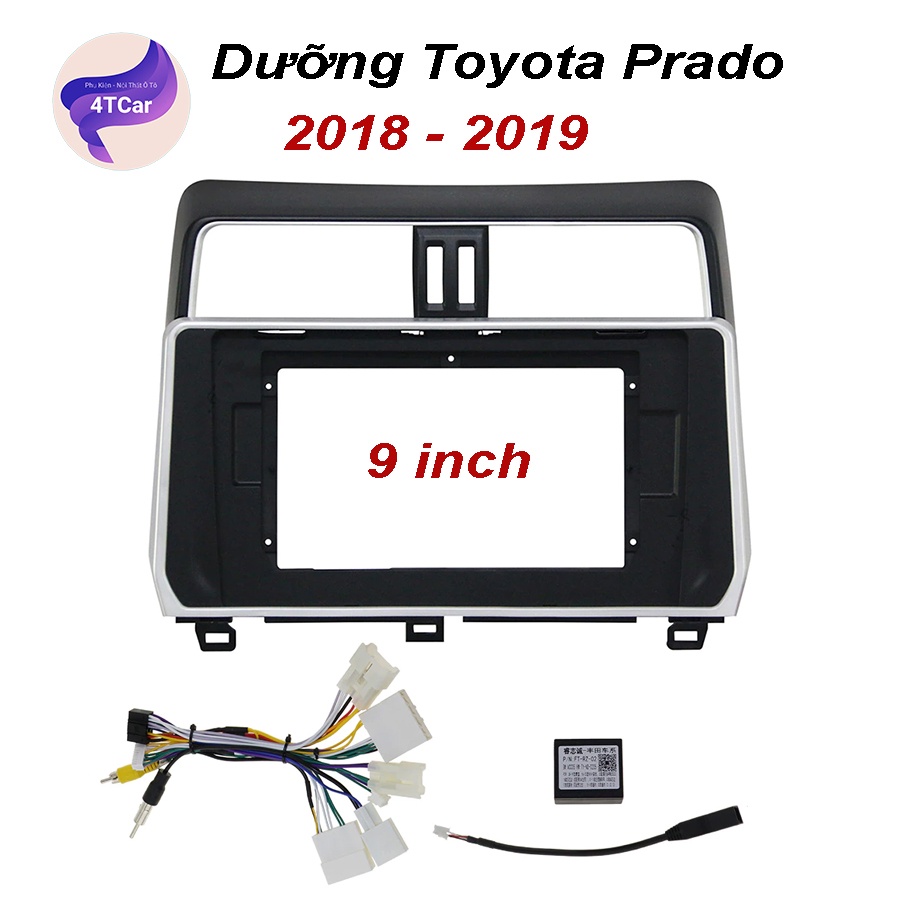 MẶT DƯỠNG LẮP DVD ANDROID CHO XE TOYOTA PRADO 2017-2018 10 INCH CANBUS CÓ JACK NGUỒN ZIN