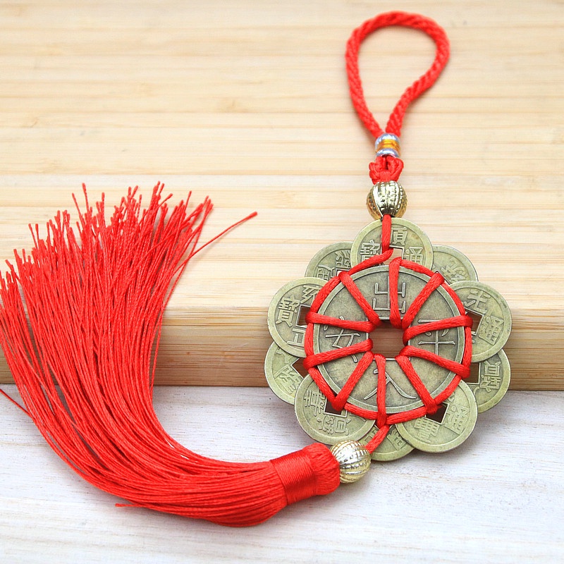 (HCM) Dây Xu Hoa Mai 10 Xu Phong Thủy EBI Treo Ô Tô, Xe Tải, Treo Cửa Nhà Bình An May Mắn